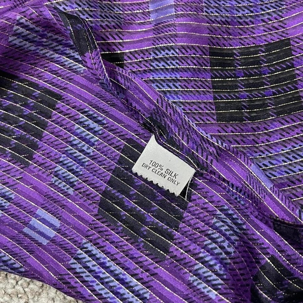 Purple abstract 100% silk scarf/neck tie - Picture 4 of 6